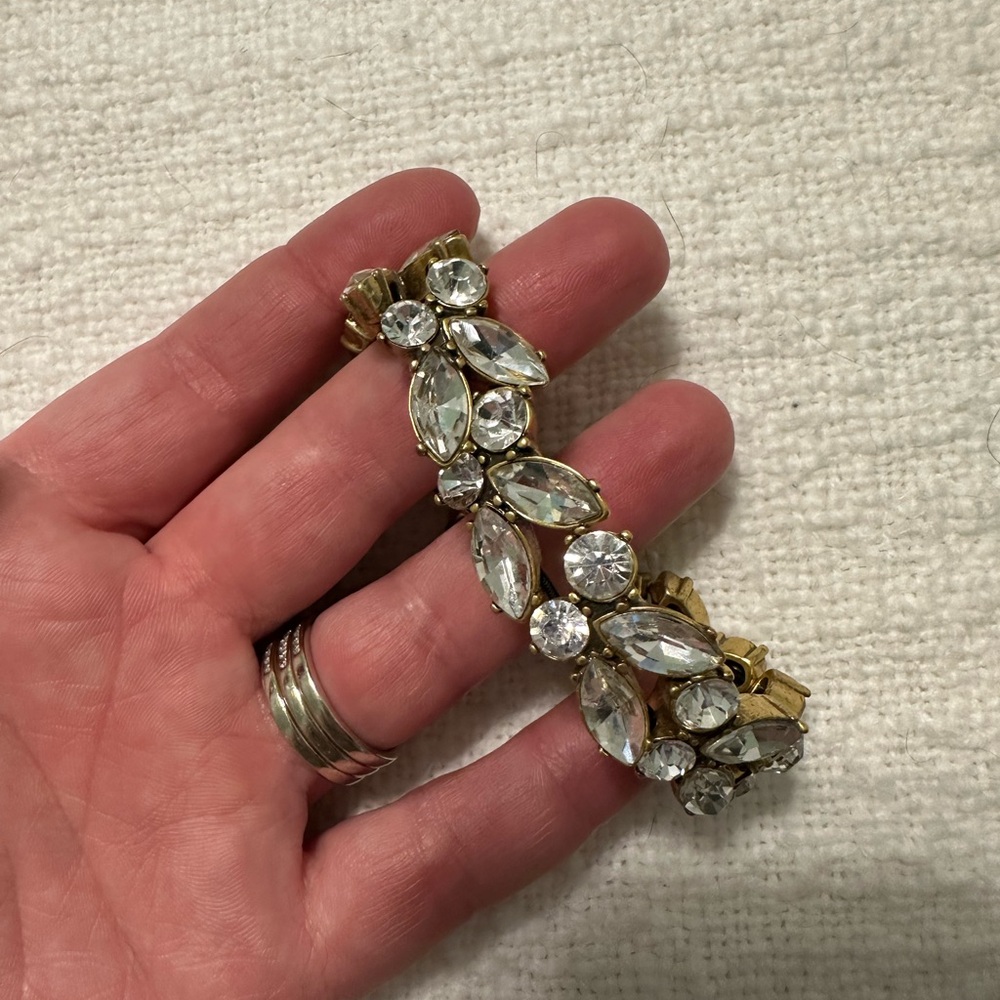 J.Crew gold and rhinestone stretch bracelet